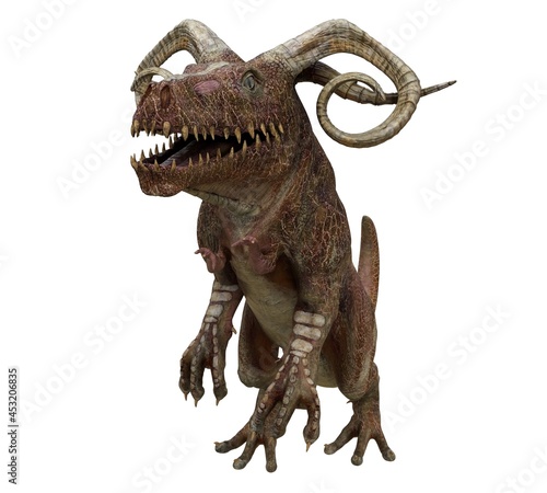 Fantasy monster creature isolated on white background 3d illustration