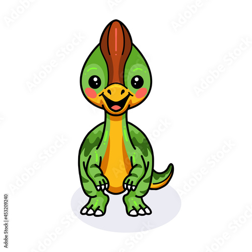 Cute little parasaurolophus dinosaur cartoon