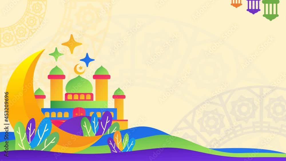 Ultra Resolution 4K colorful Islamic mosque looping video background ...