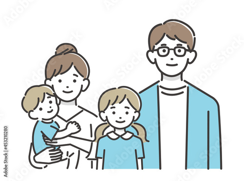若い家族のベクターイラスト素材／シンプル／赤ちゃん／夫婦／子供