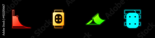 Set Skate park, Knee pads, and icon. Vector