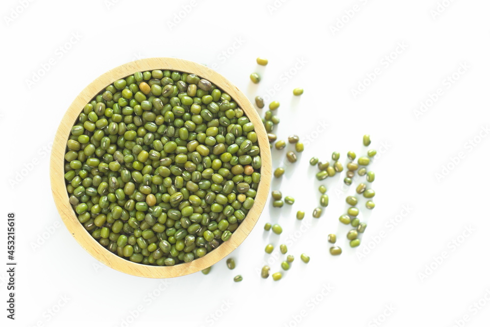 Mung beans isolated on white background.