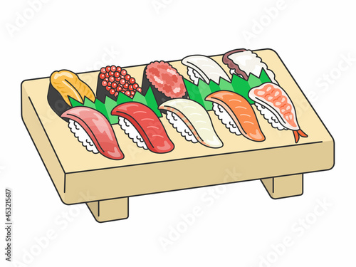 握り寿司のセットのイラスト
