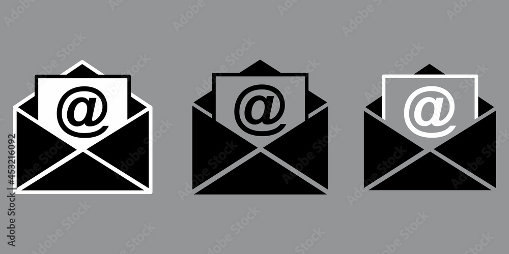 Envelopes email set. Sms chat. Communication icon. Contact page icon set. Message icon. Vector illustration. Stock image Envelopes email set. Sms chat. Communication icon. Contact page icon set. Message icon. Vector illustration. Stock image