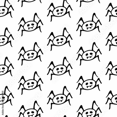 Vector halloween spider web seamless pattern. Spider logo and icon. Funny, cute illustration for seasonal design, textile, decoration kids playroom or greeting card. Hand drawn prints and doodle.