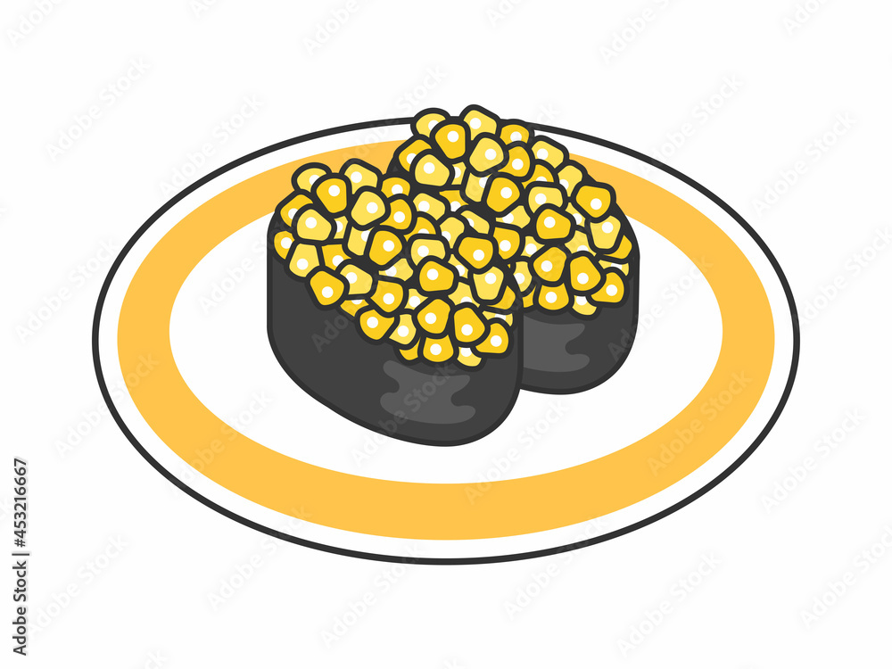 皿にのったコーンの寿司のイラスト Stock Vector Adobe Stock