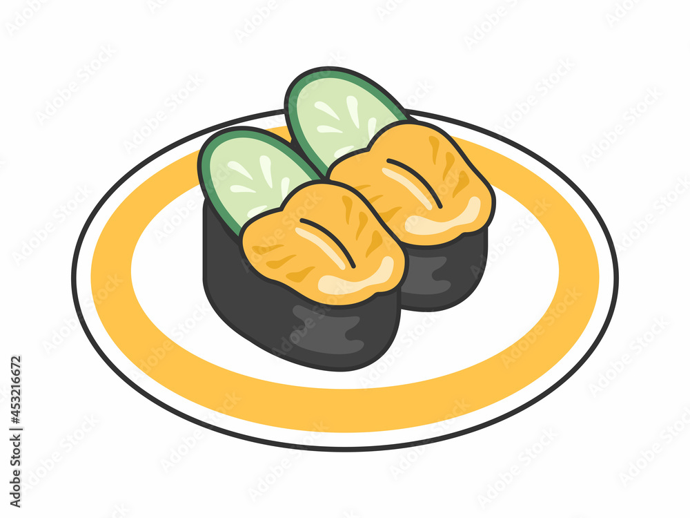 皿にのったウニの寿司のイラスト Stock Vector Adobe Stock 皿にのったウニの寿司のイラスト Stock Vector Adobe Stock