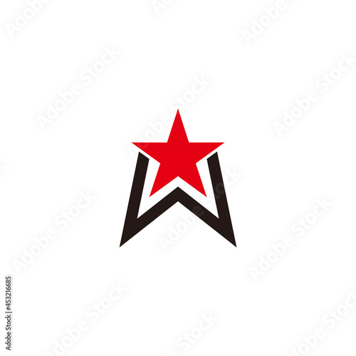letter w star simple emblem geometric colorful logo vector