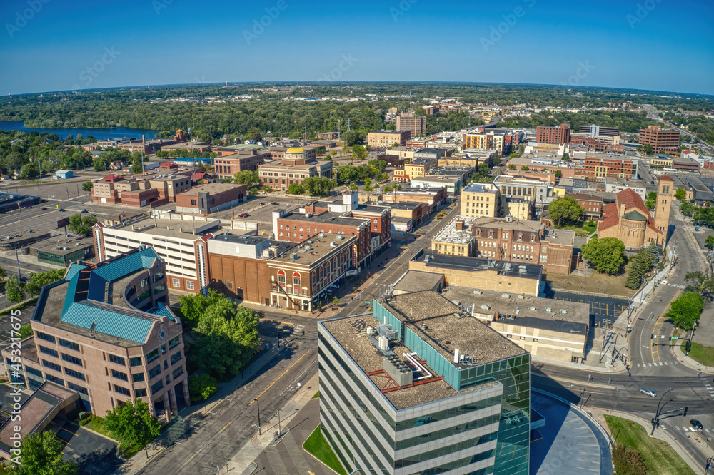 Aerial View of Downtown St. Cloud, Minnesota during Summer
