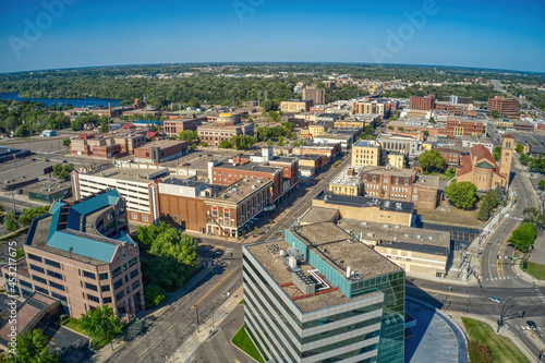 Obraz na płótnie Aerial View of Downtown St. Cloud, Minnesota during Summer