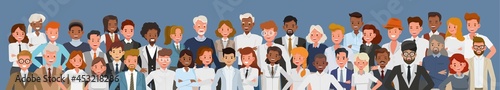 Set of business people portrait character vector design. Presentation in various action with different emotions.