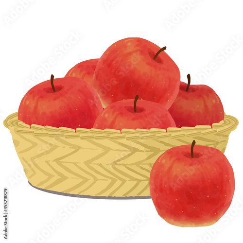 かごに盛ったりんごのベクターイラスト