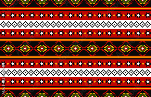 Geometric ethnic oriental seamless pattern traditional Design for background,carpet,wallpaper.clothing,wrapping,Batik fabric,Vector illustration.embroidery style - Sadu, sadou, sadow or sado
