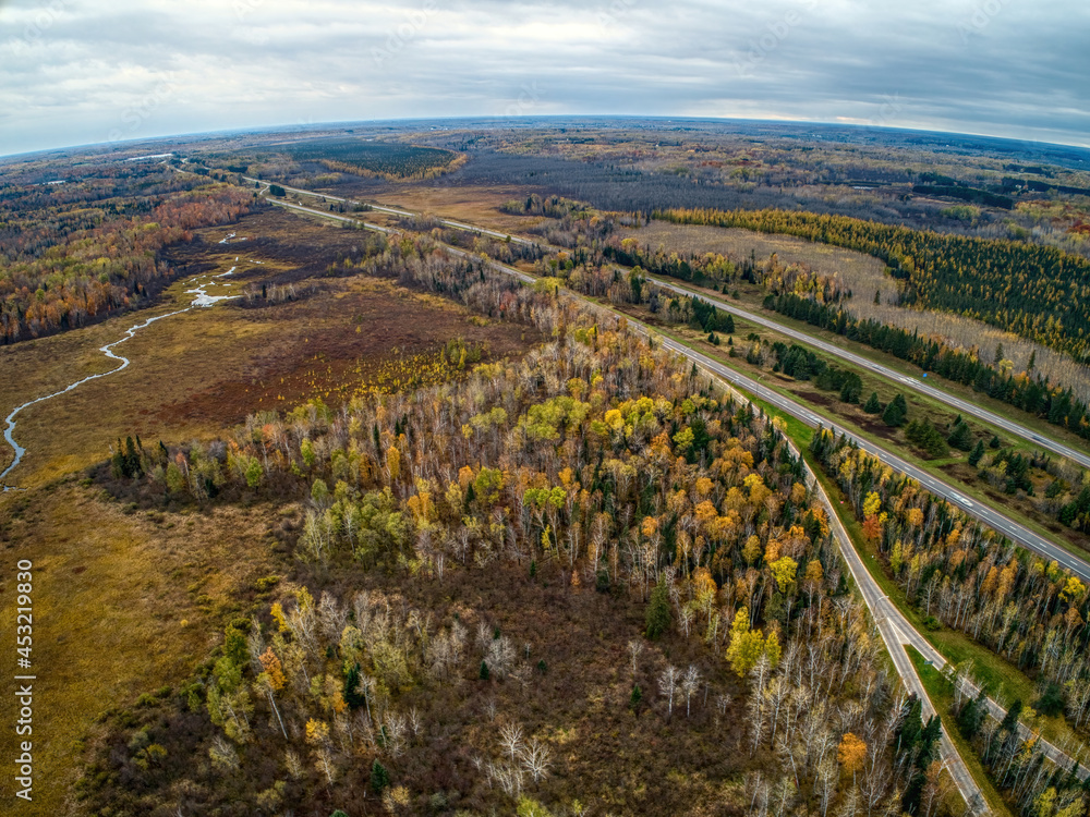 Aerial View of a Rest Stop off Interstate 35 in Northern Minnesota