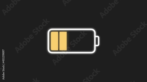 【充電イメージ】光る横向き電池バッテリーアイコン【5分割】
