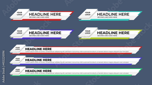 Lower Third TV News Bars Set Vector. News Lower Thirds pack. TV News Bars Set Vector.