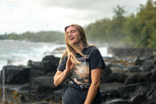 Girls on the coast of hawaii photo