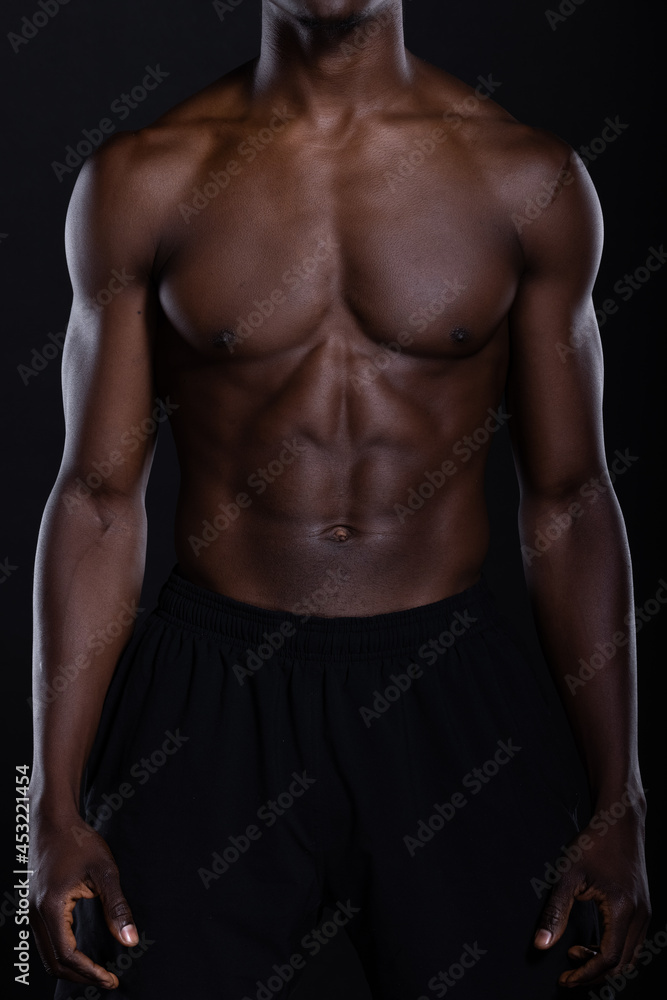 Fitness portrait of Black man with muscles, powerful, strength Fitness portrait of Black man with muscles, powerful, strength