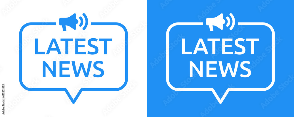Latest news text with speech bubble and megaphone icon Latest news text with speech bubble and megaphone icon
