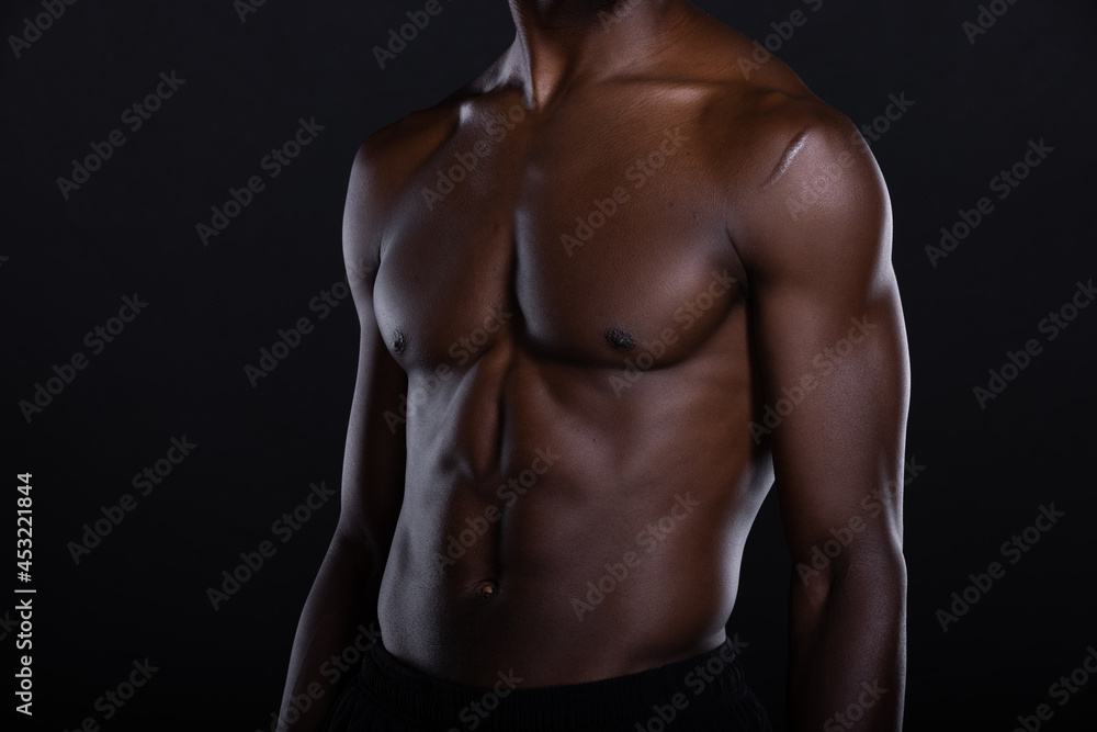 Fitness portrait of Black man with muscles, powerful, strength Fitness portrait of Black man with muscles, powerful, strength