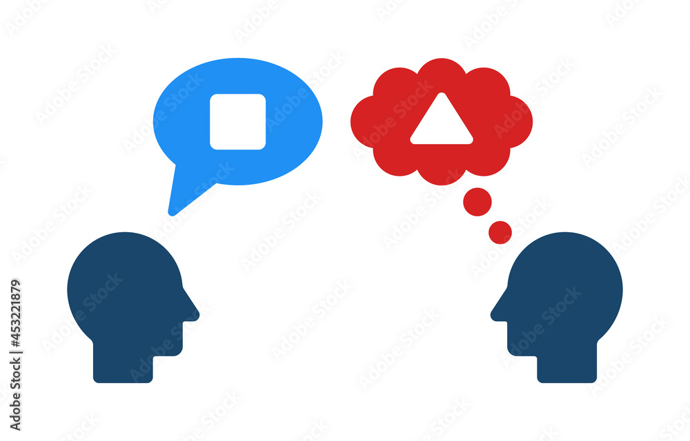 Misunderstanding icon vector illustration. Miscommunication symbol Misunderstanding icon vector illustration. Miscommunication symbol