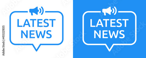 Latest news text with speech bubble and megaphone icon