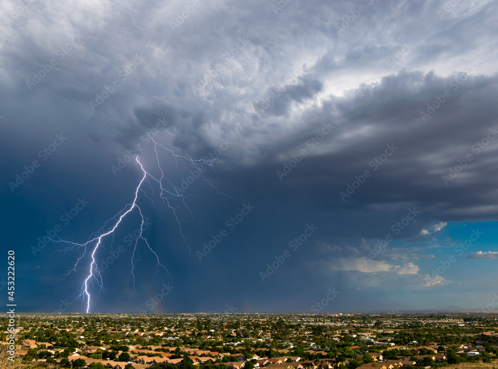 Daytime Lightning Bolt over Phoenix Suburbs