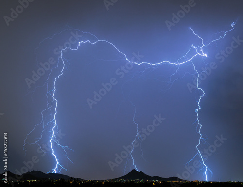Forked Lightning over Mountains
