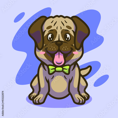 Cute pug mascot illustration design