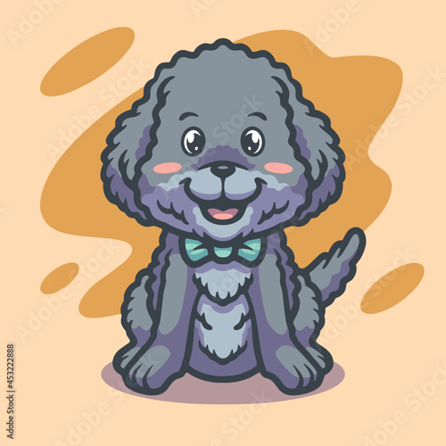 Cute poodle mascot illustration design