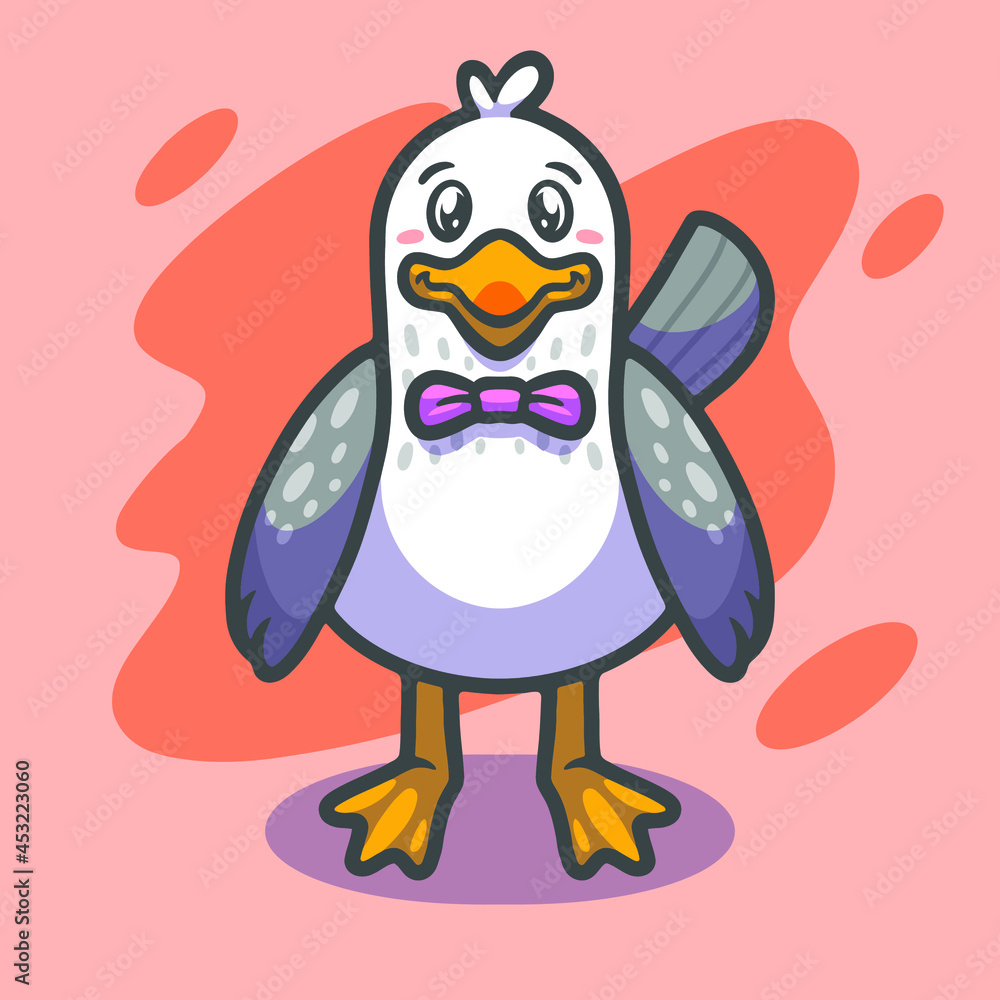Fototapeta premium Cute seagull mascot illustration design