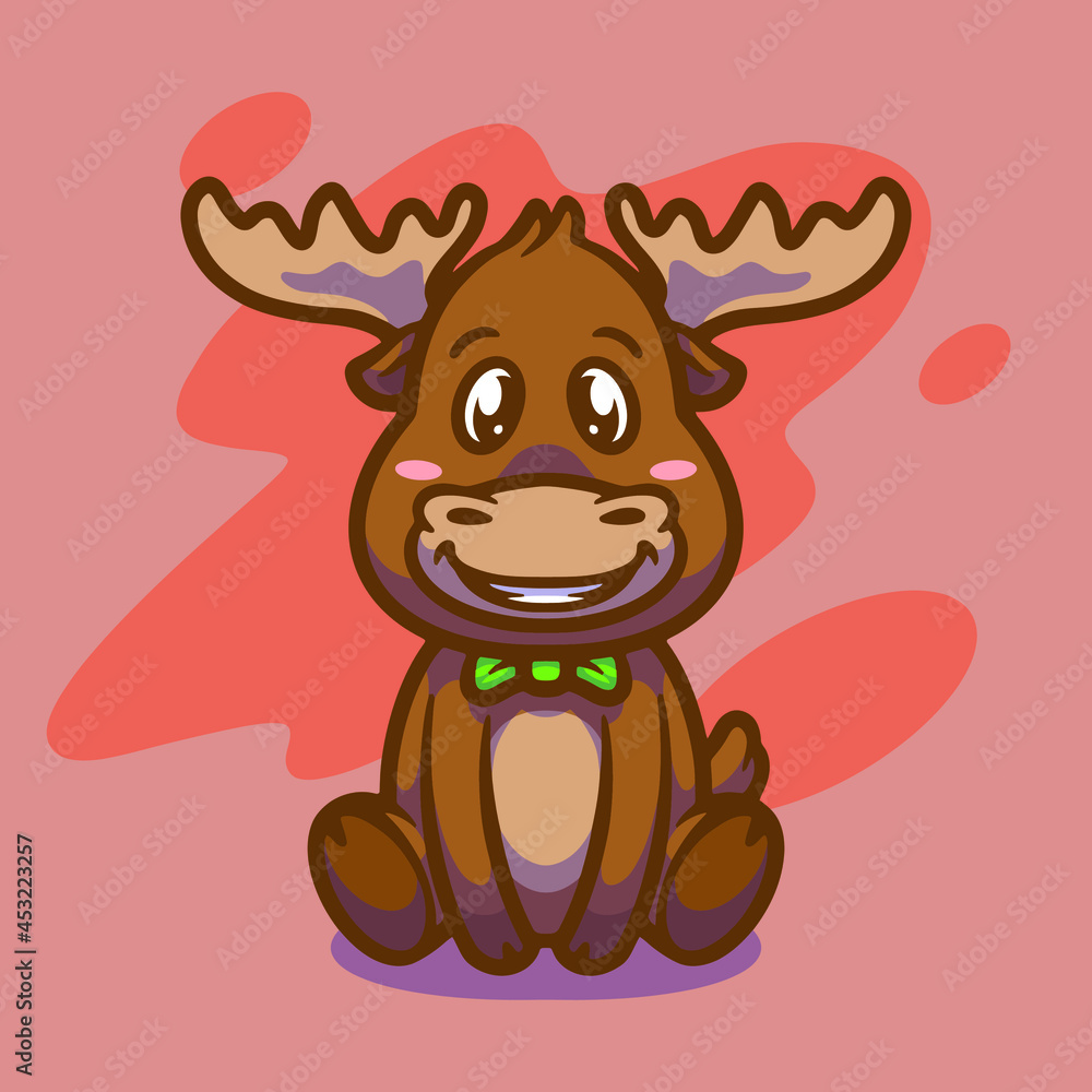 Cute moose mascot illustration design Cute moose mascot illustration design
