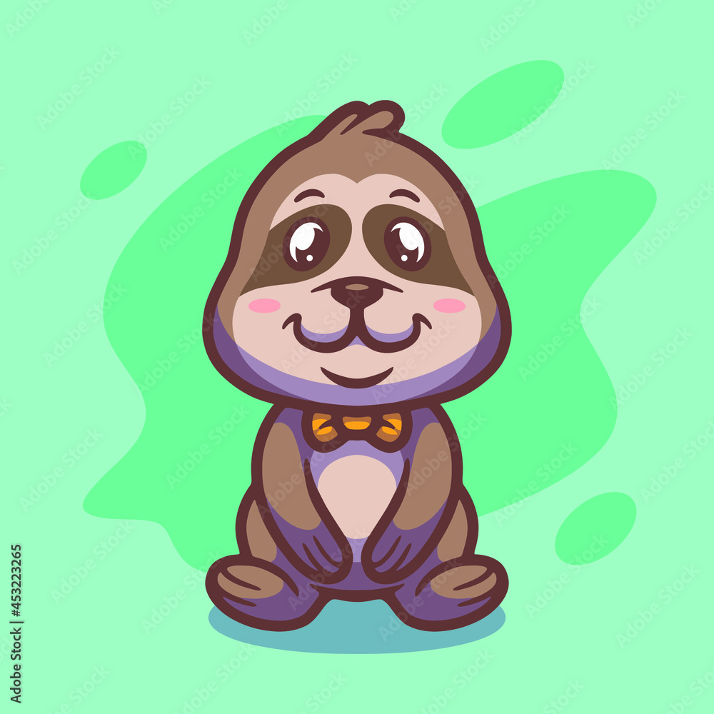 Fototapeta premium Cute sloth mascot illustration design