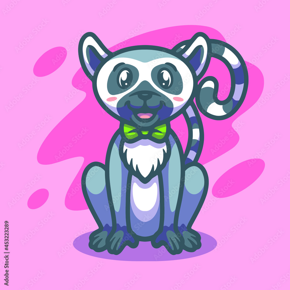 Cute lemur mascot illustration design