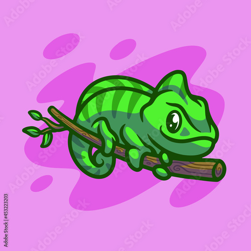 Cute chameleon mascot illustration design