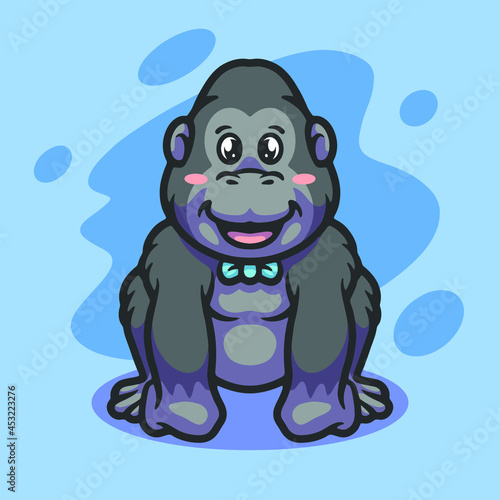 Cute gorilla mascot illustration design
