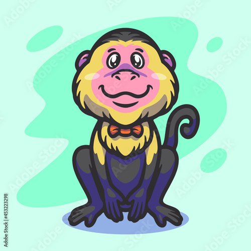 Cute capuchin mascot illustration design