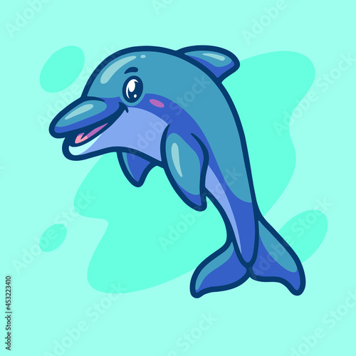 Cute dolphin mascot illustration design