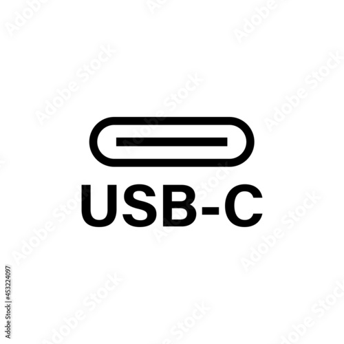 USB Type C or USB 4 connector cable icon vector.