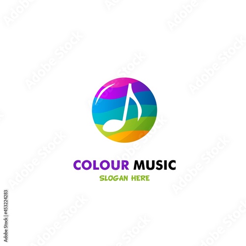 Free Download Musical notes with rainbow color concept element, music color logo design icon template - GFXLoad