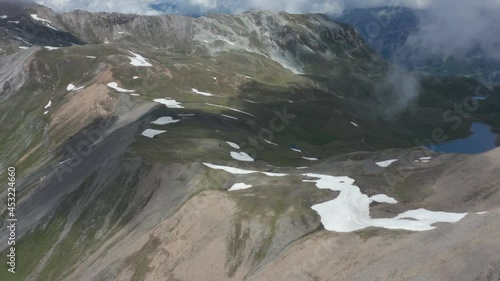 Aerial tilt up of beautiful mountain landscape photo