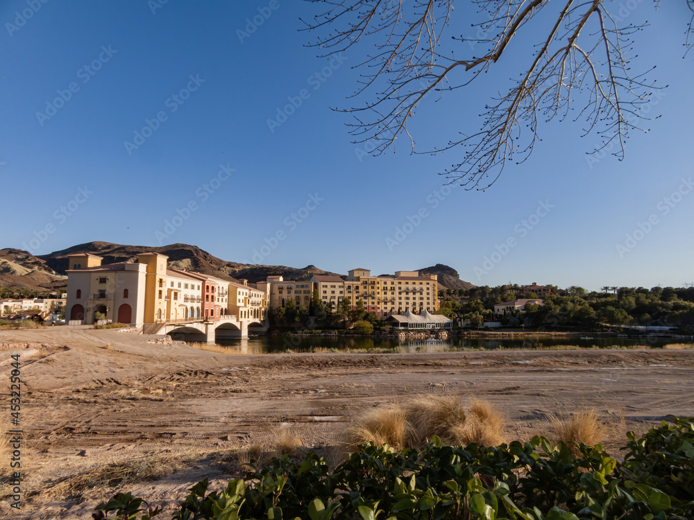 Sunny view of the Lake Las Vegas