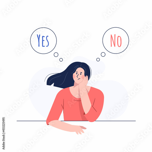Young girl confusing between yes or no concept