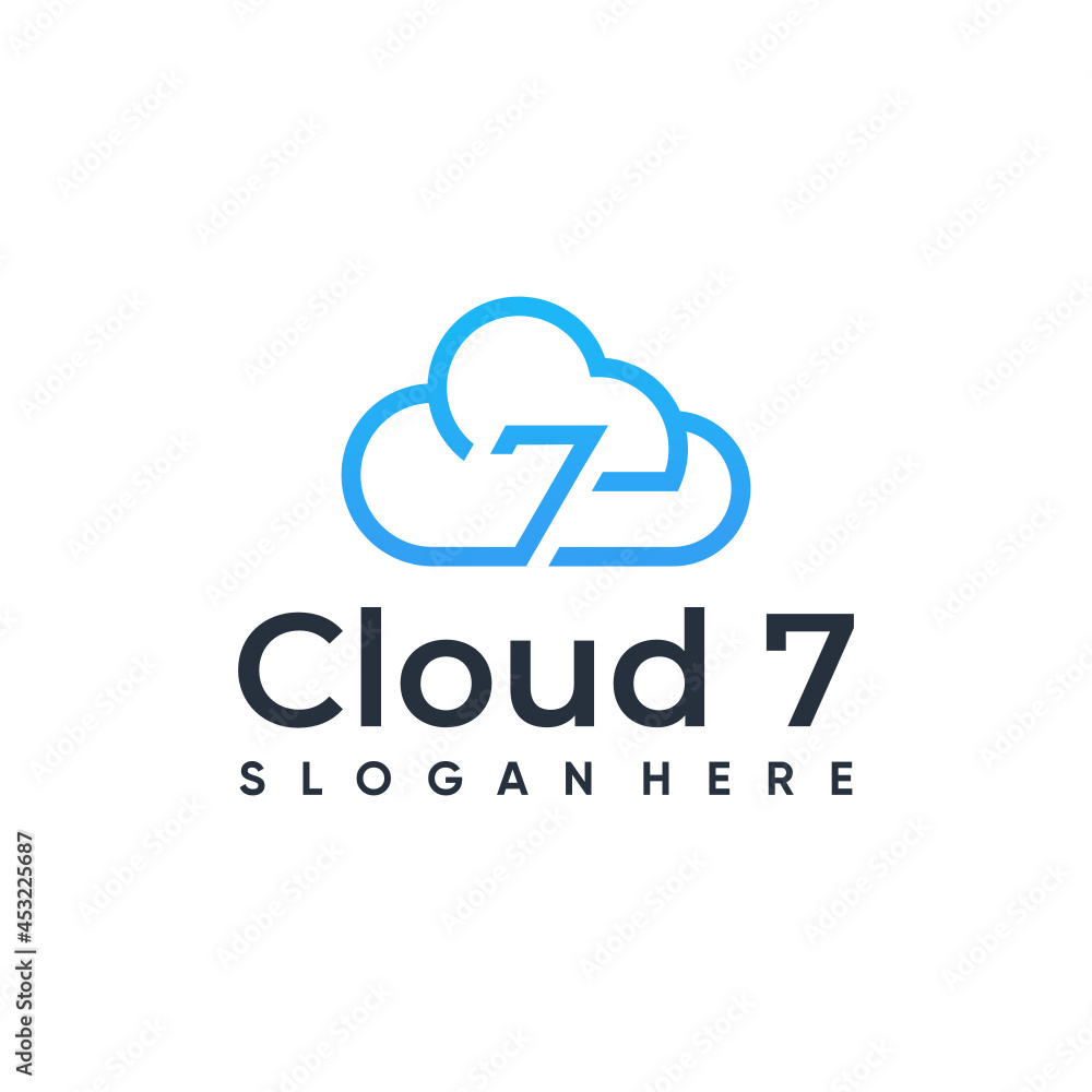 cloud 7 technology modern logo design cloud 7 technology modern logo design