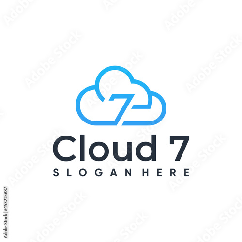 cloud 7 technology modern logo design