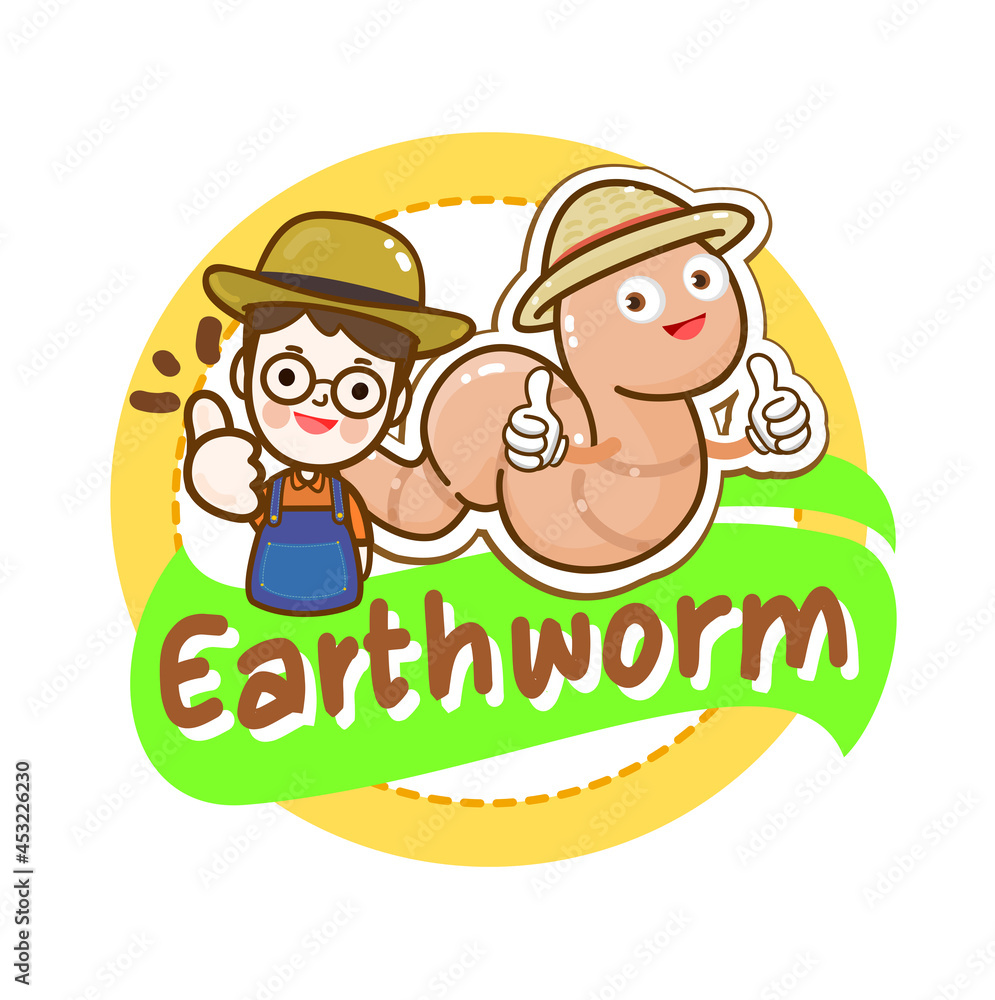 Cartoon Earthworm character .