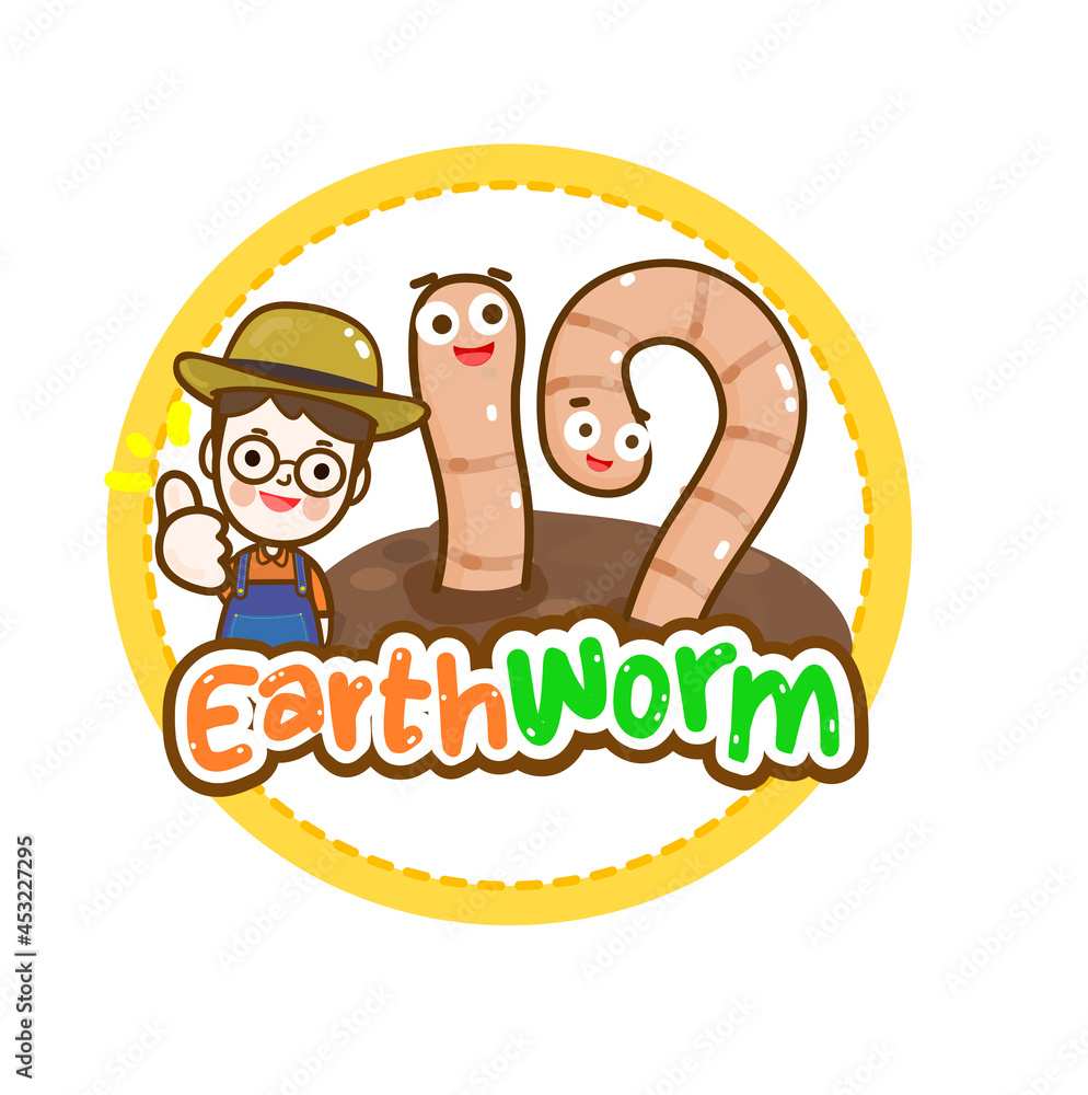 Obraz premium Cartoon Earthworm character .