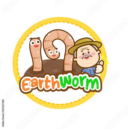 Cartoon Earthworm character .