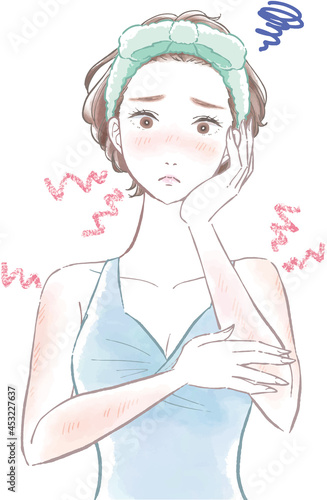 日焼けを気にする女性のイラスト