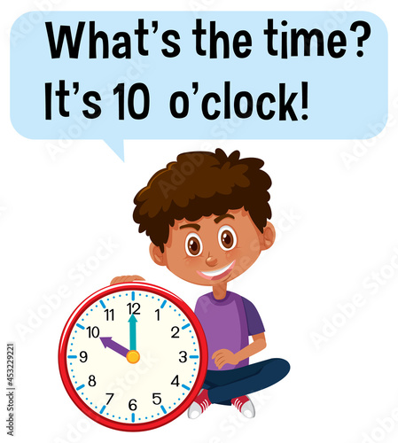 Telling time with a boy holding a clock